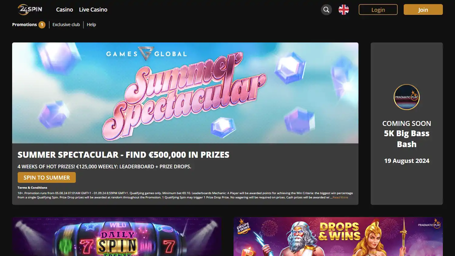 24Spin Casino screenshot 2