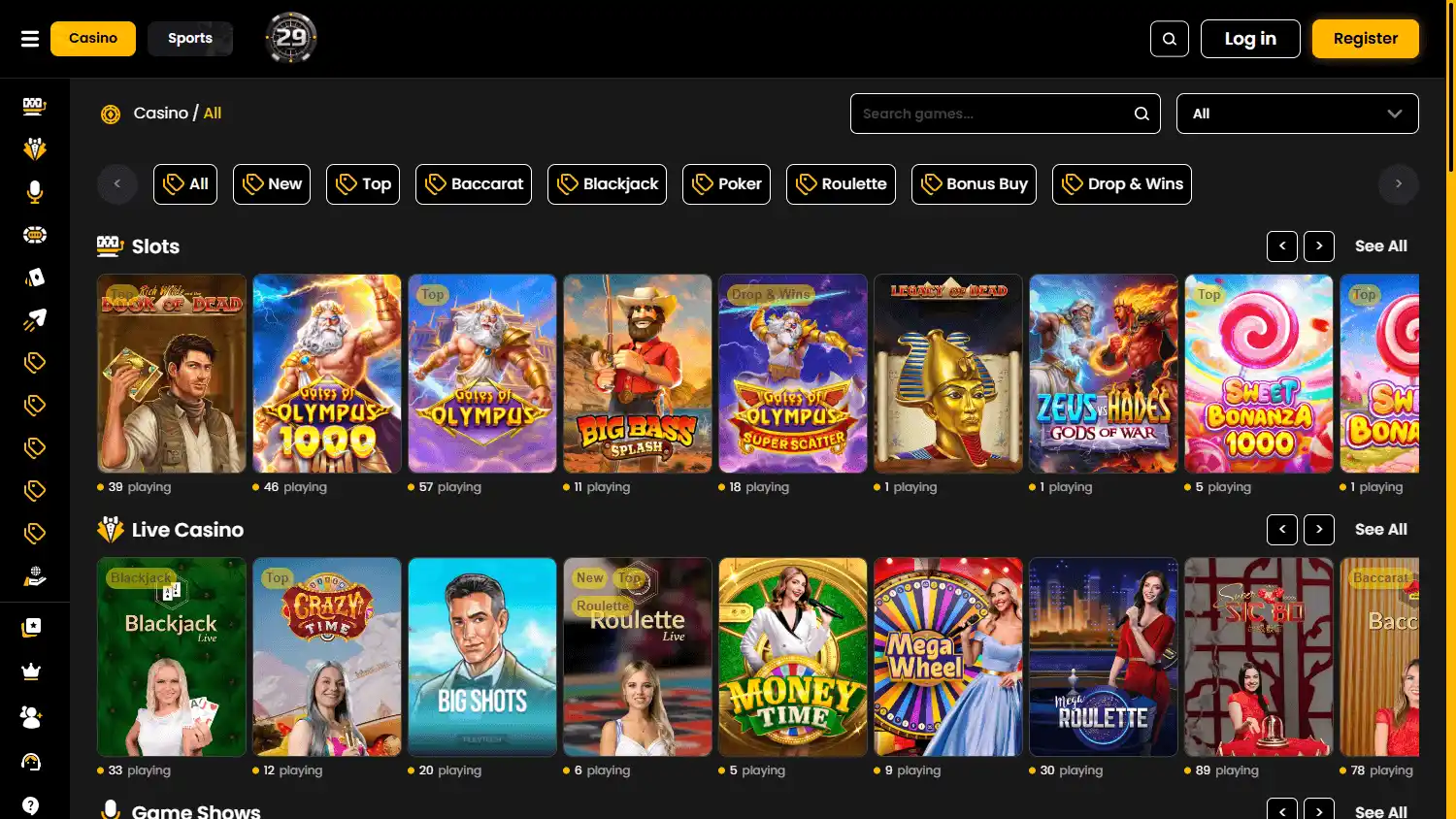 29Black Casino screenshot 2