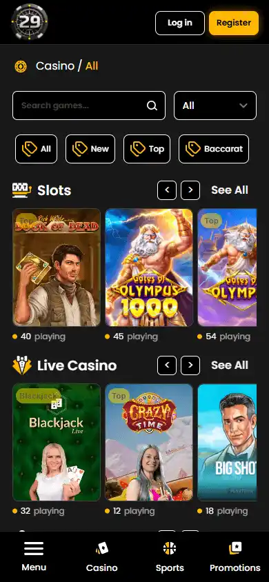 29Black Casino screenshot 5
