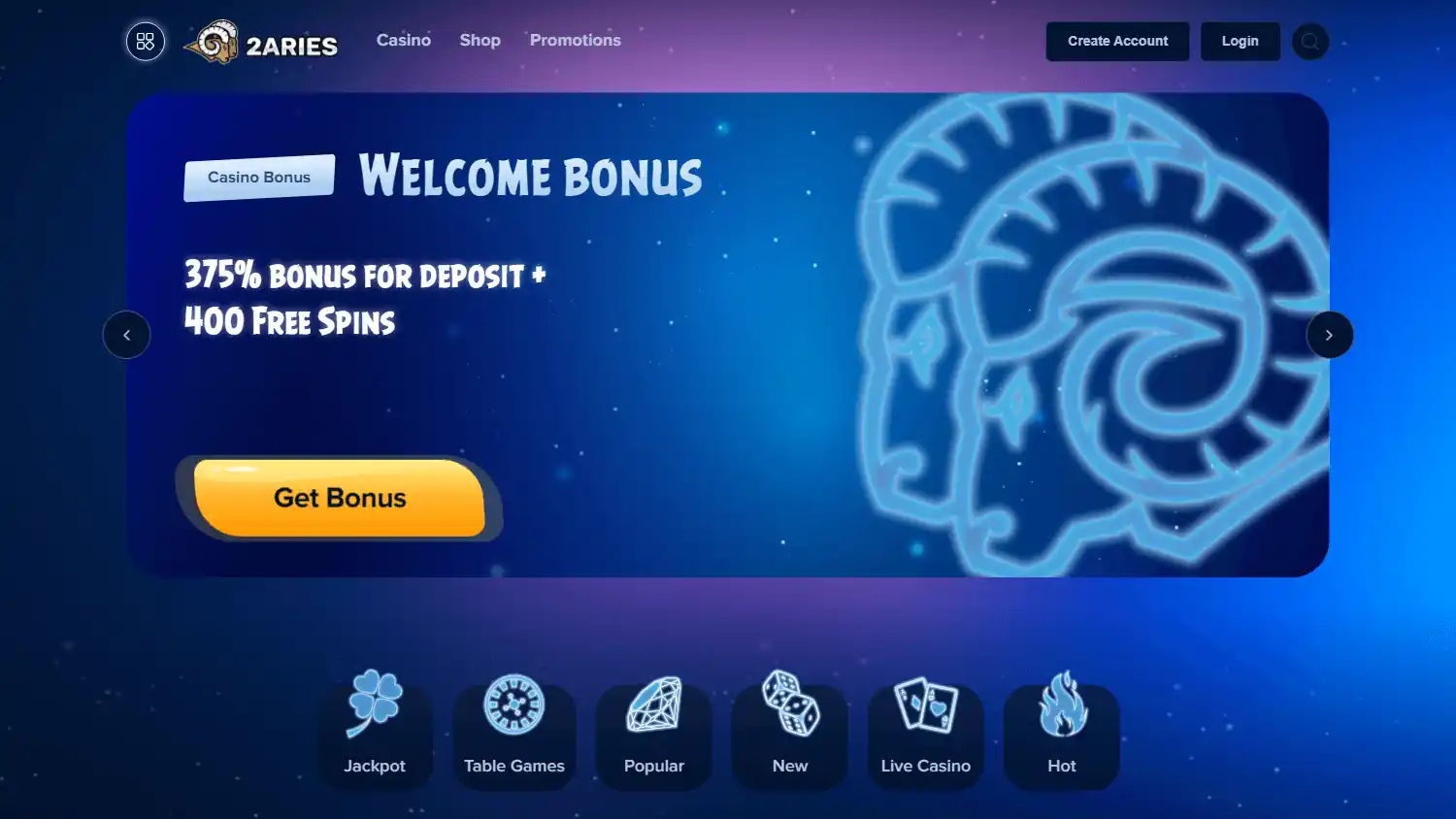 2aries Casino screenshot 1