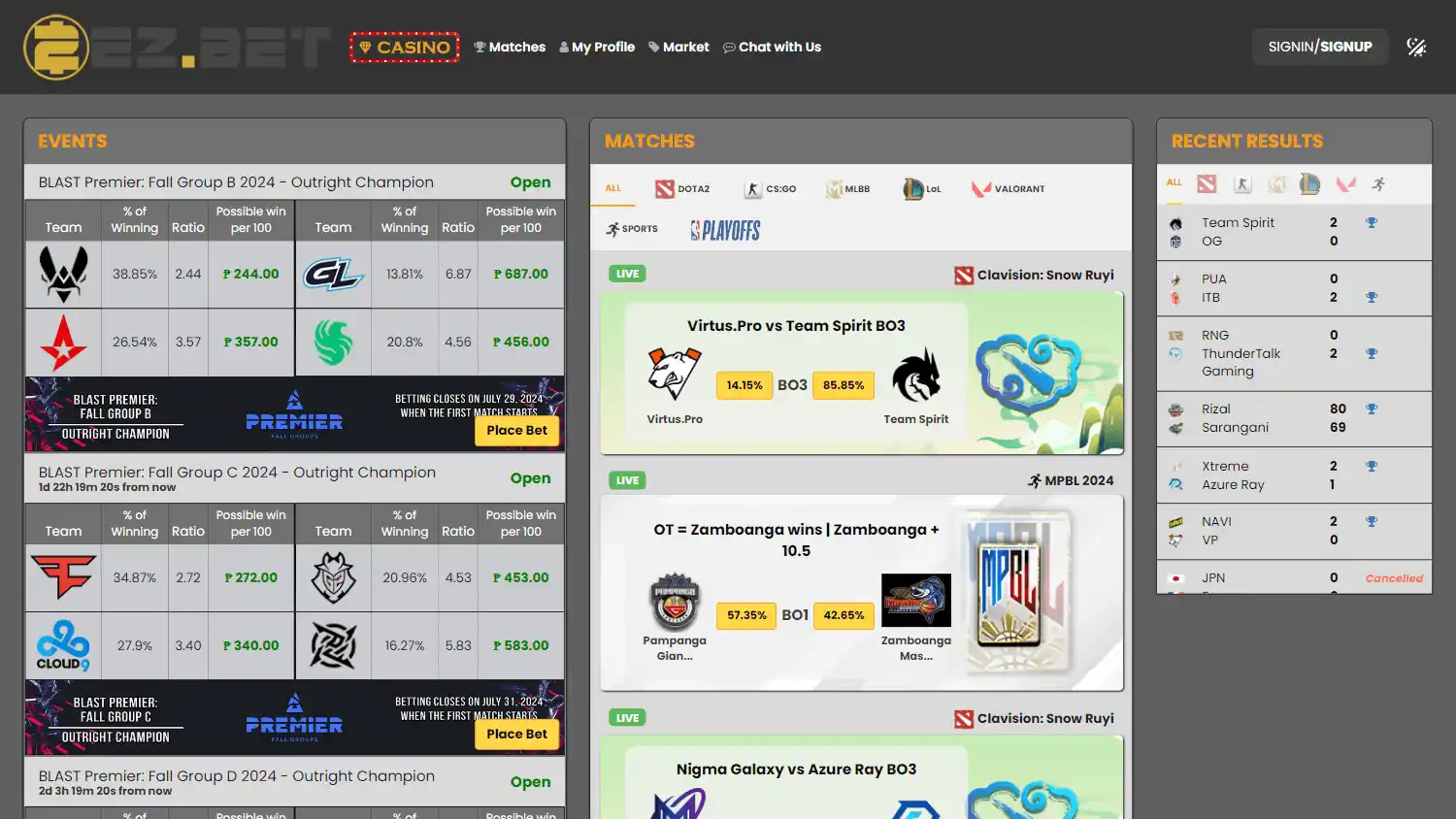 2EZ.BET Casino screenshot 1