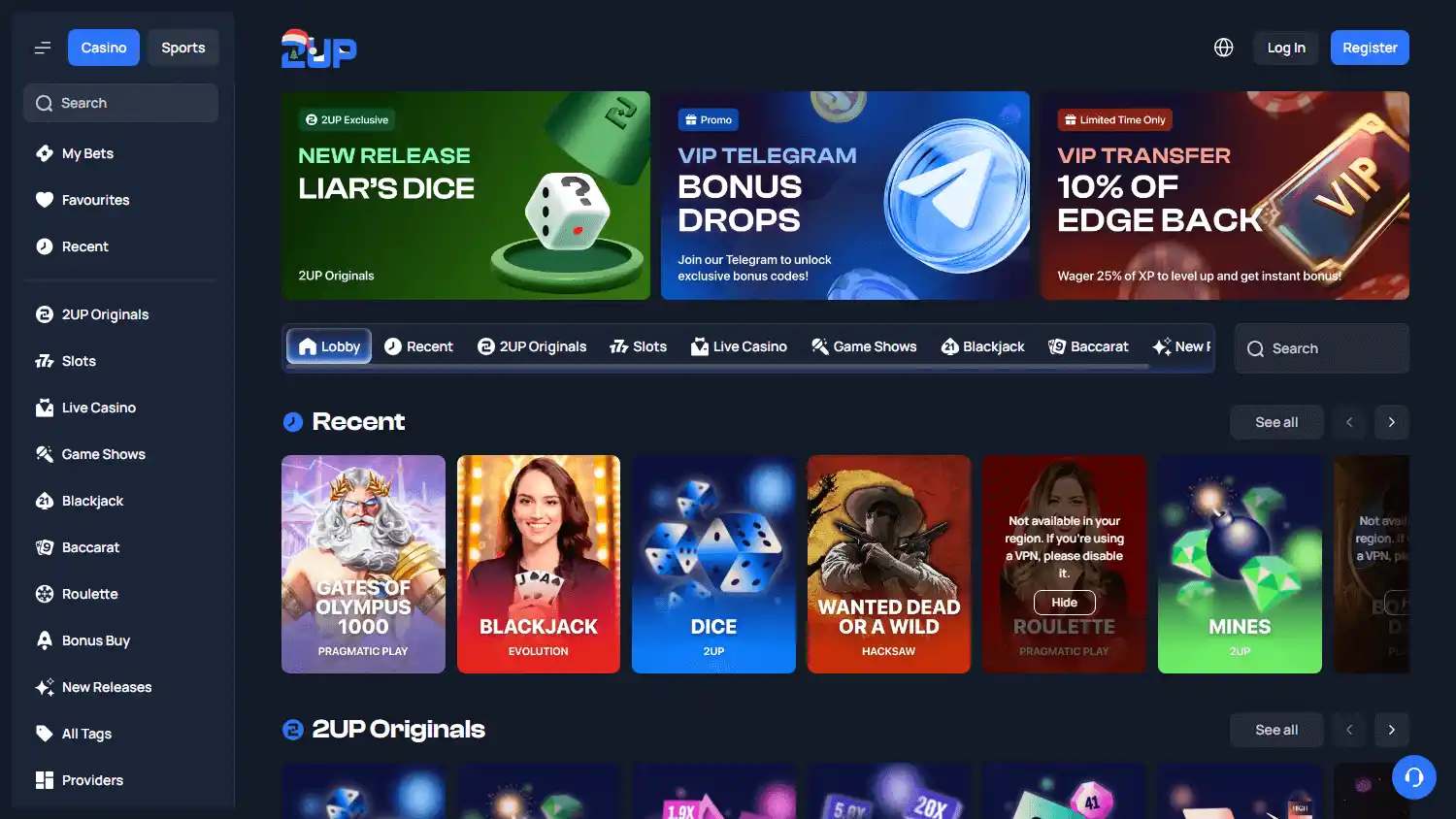 2UP Casino screenshot 2