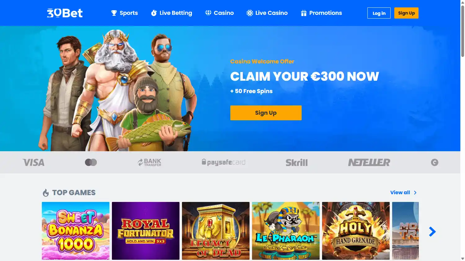 30 Bet Casino screenshot 1