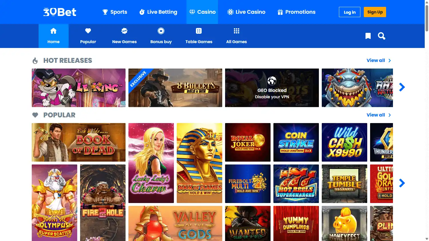 30 Bet Casino screenshot 2