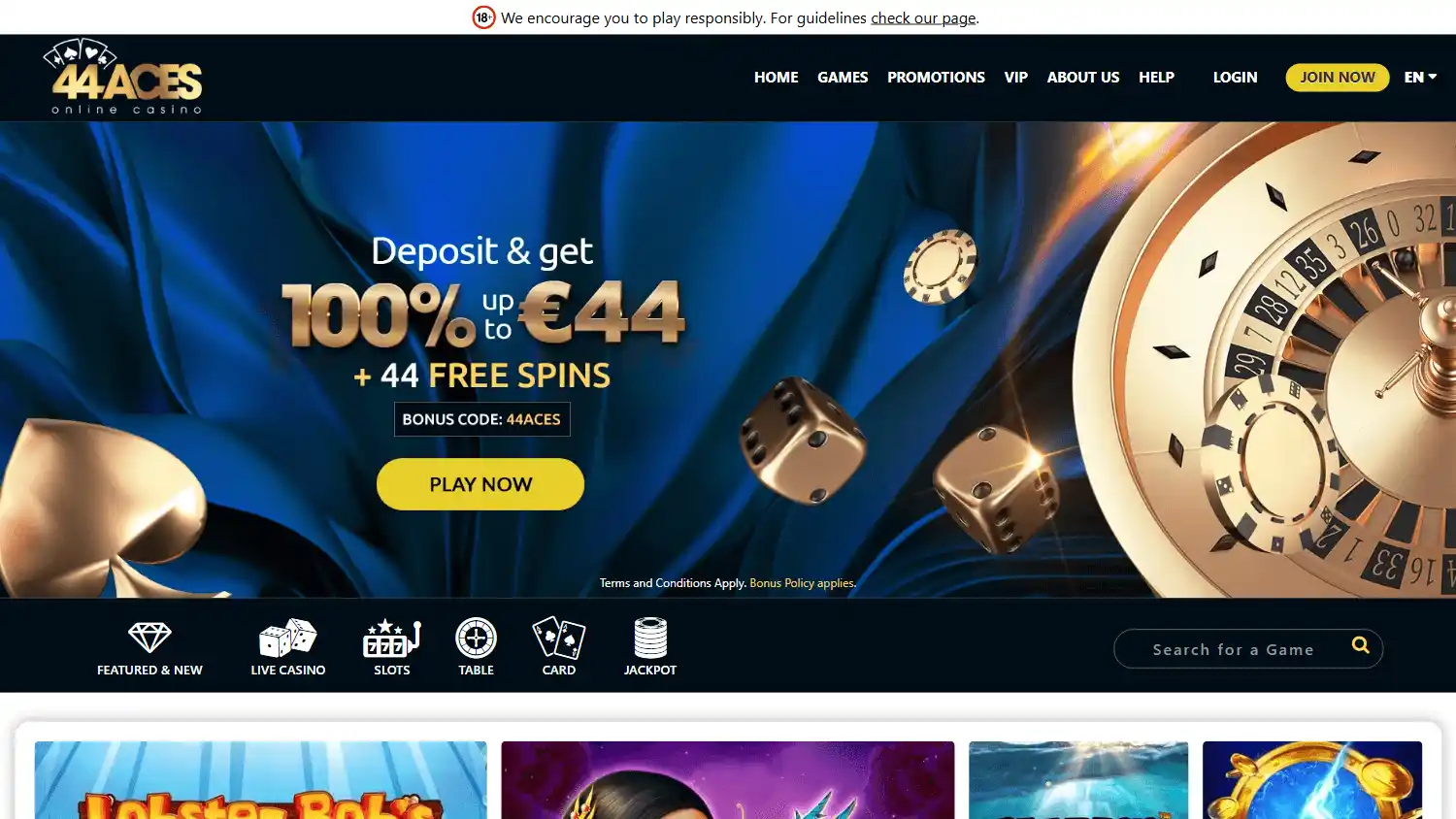 44Aces Casino DK screenshot 2