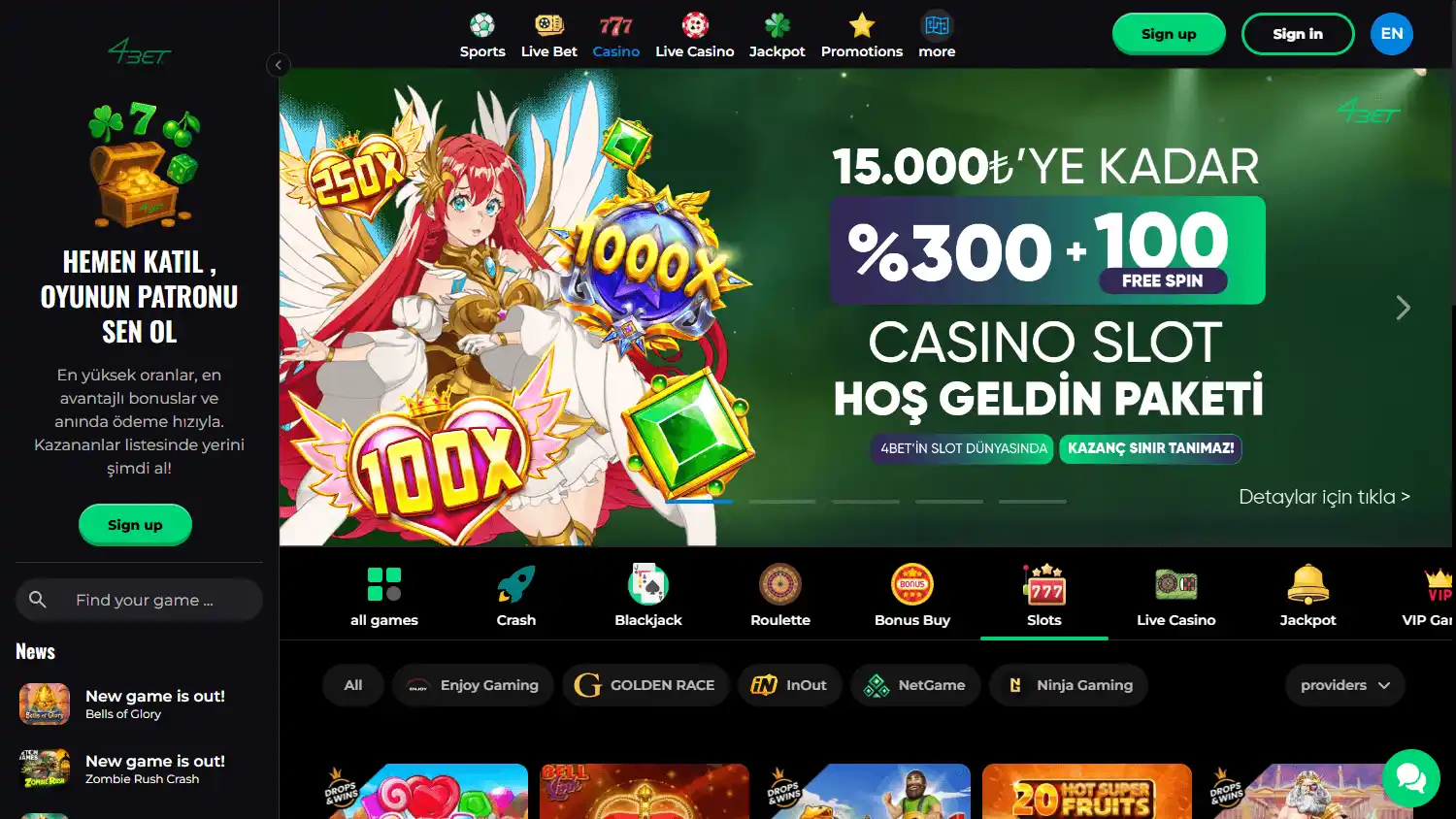4Bet Casino screenshot 2