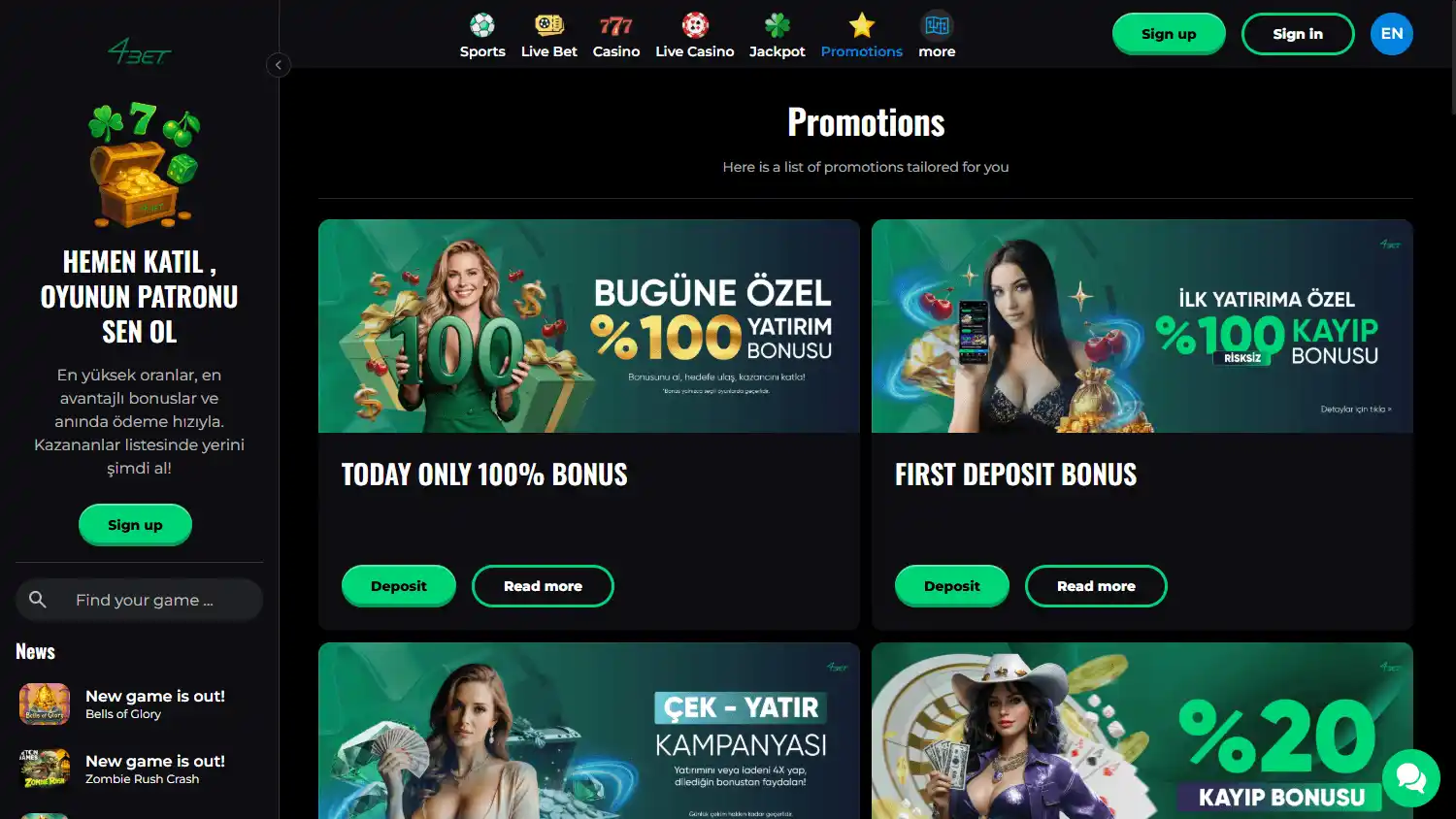 4Bet Casino screenshot 3