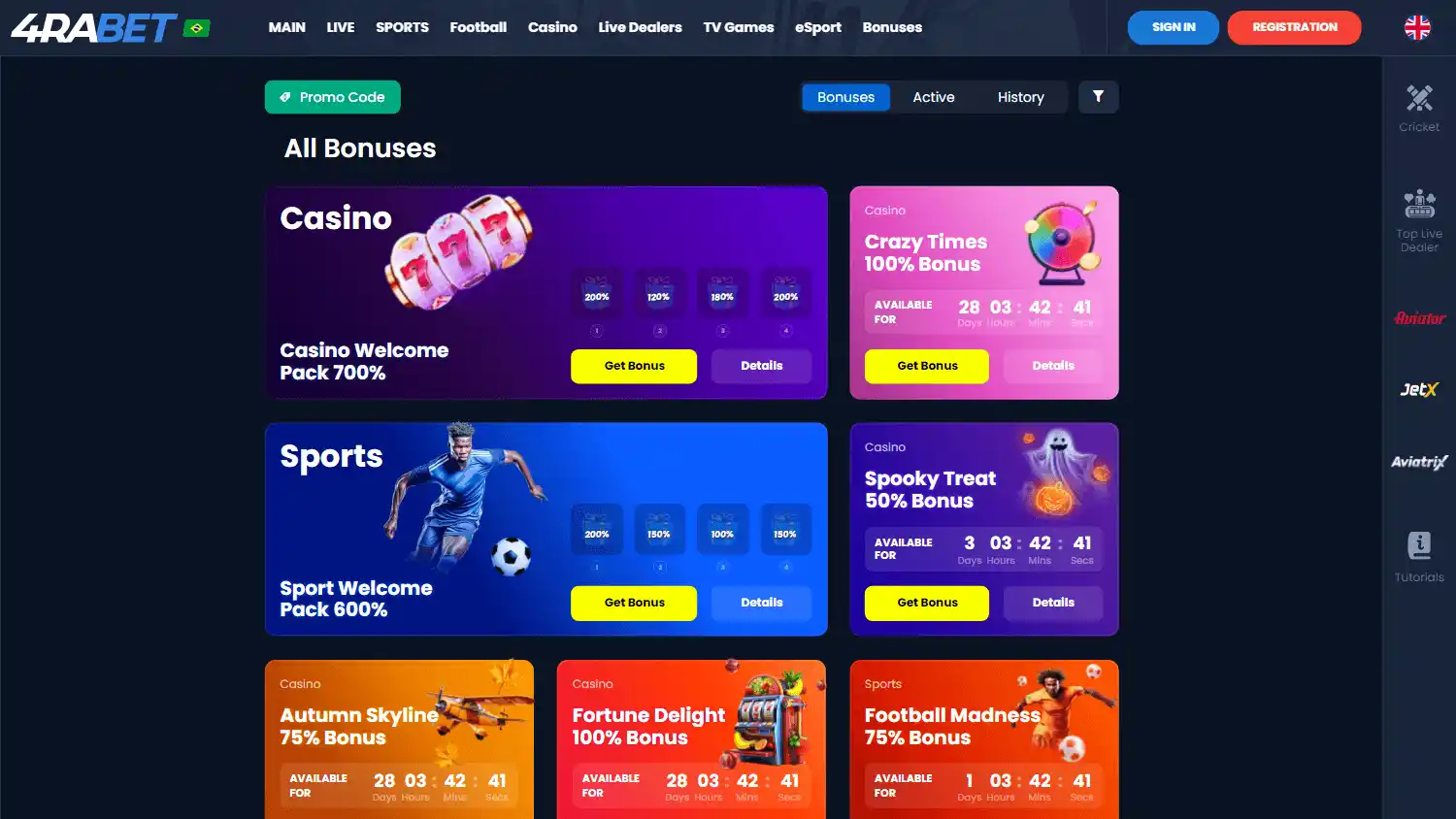 4raBet Casino screenshot 3