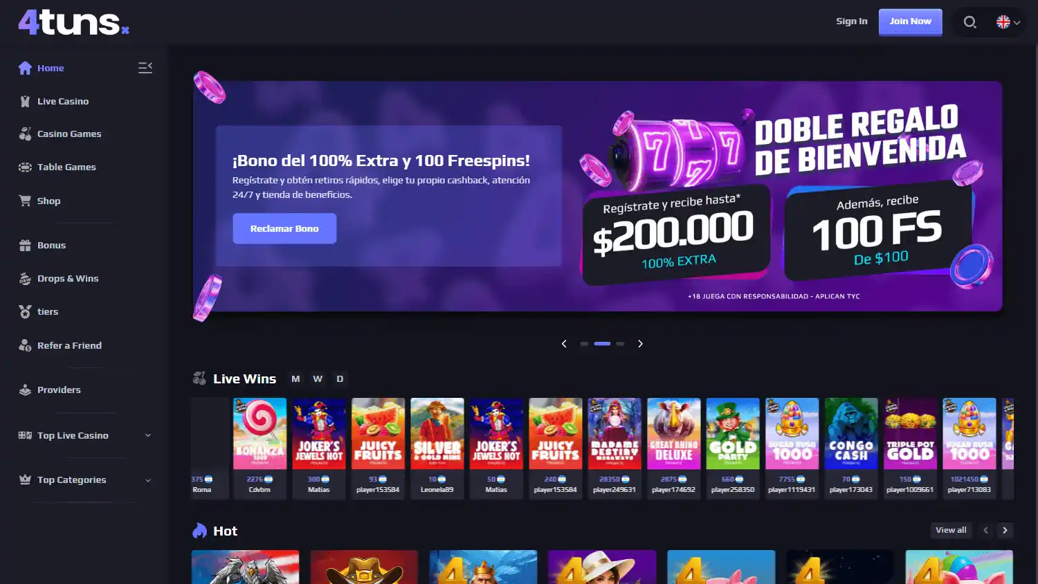 4tuns Casino screenshot 1