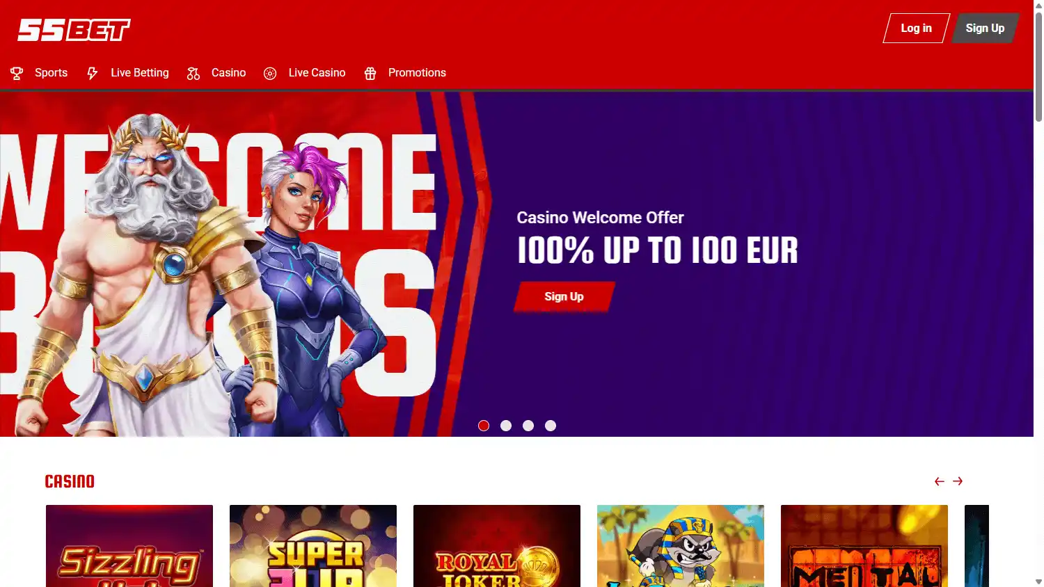 55Bet Casino screenshot 1