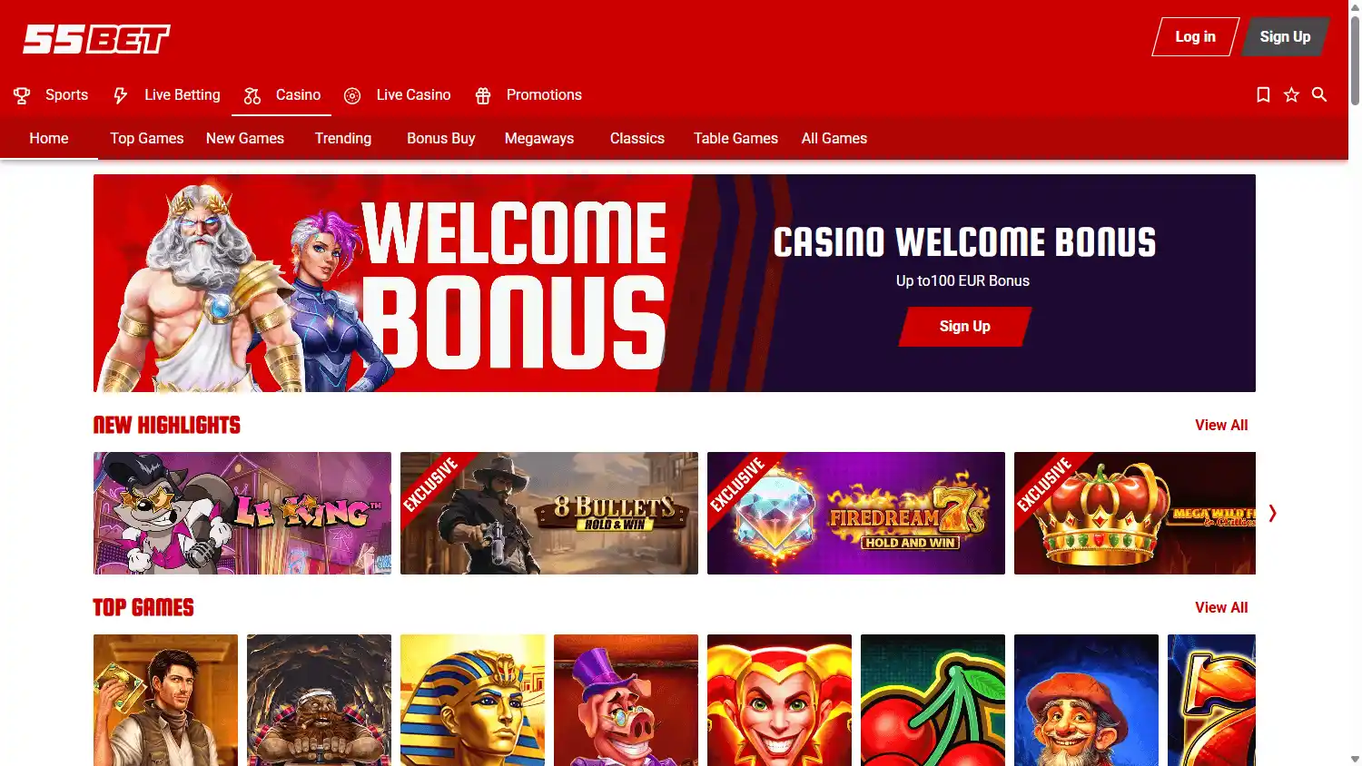 55Bet Casino screenshot 2