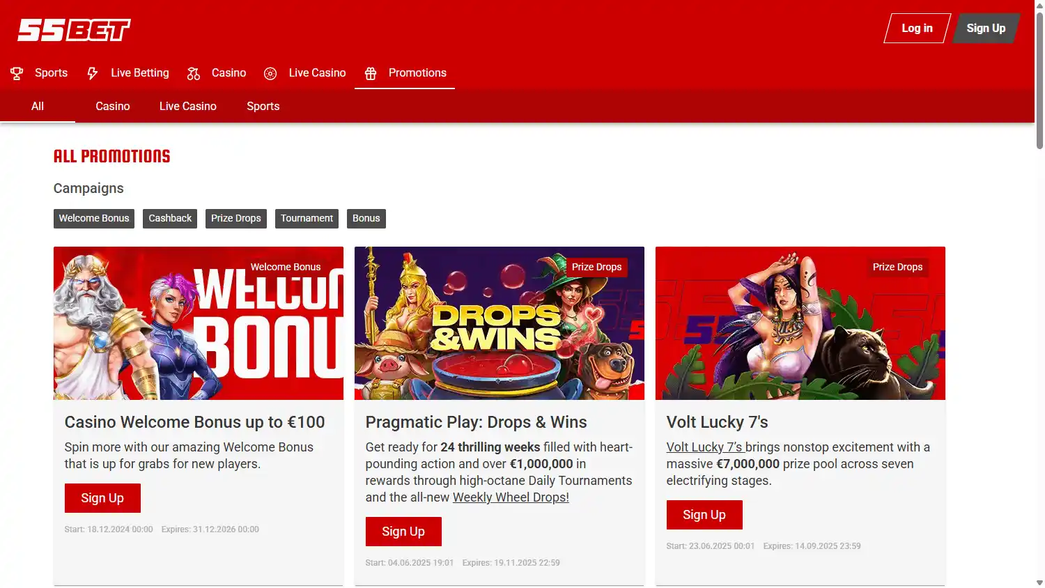 55Bet Casino screenshot 3