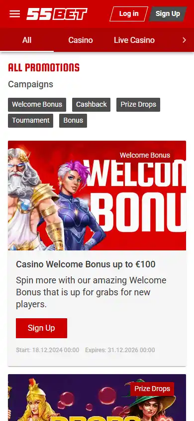 55Bet Casino screenshot 6