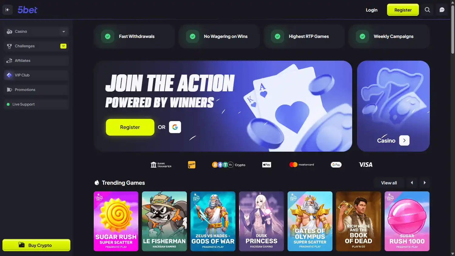 5bet Casino screenshot 1