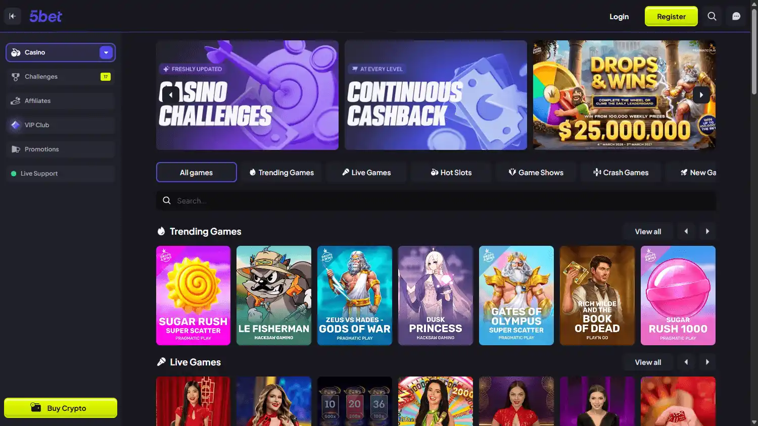 5bet Casino screenshot 2