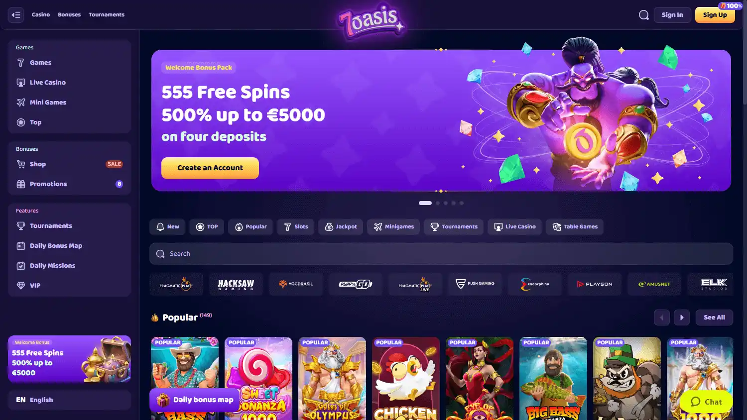 7oasis Casino screenshot 1
