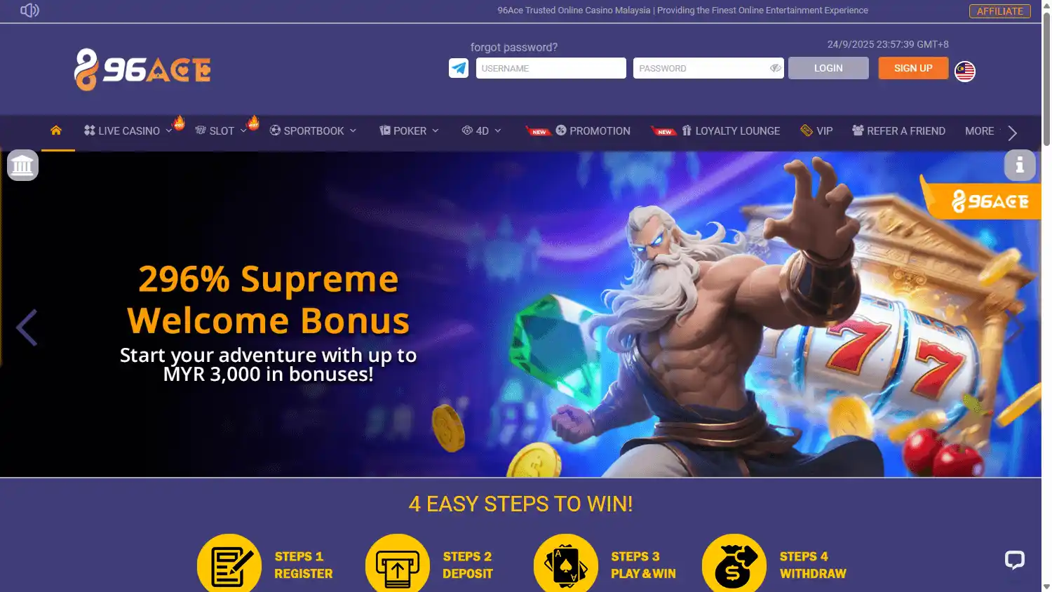 96ACE Casino screenshot 1