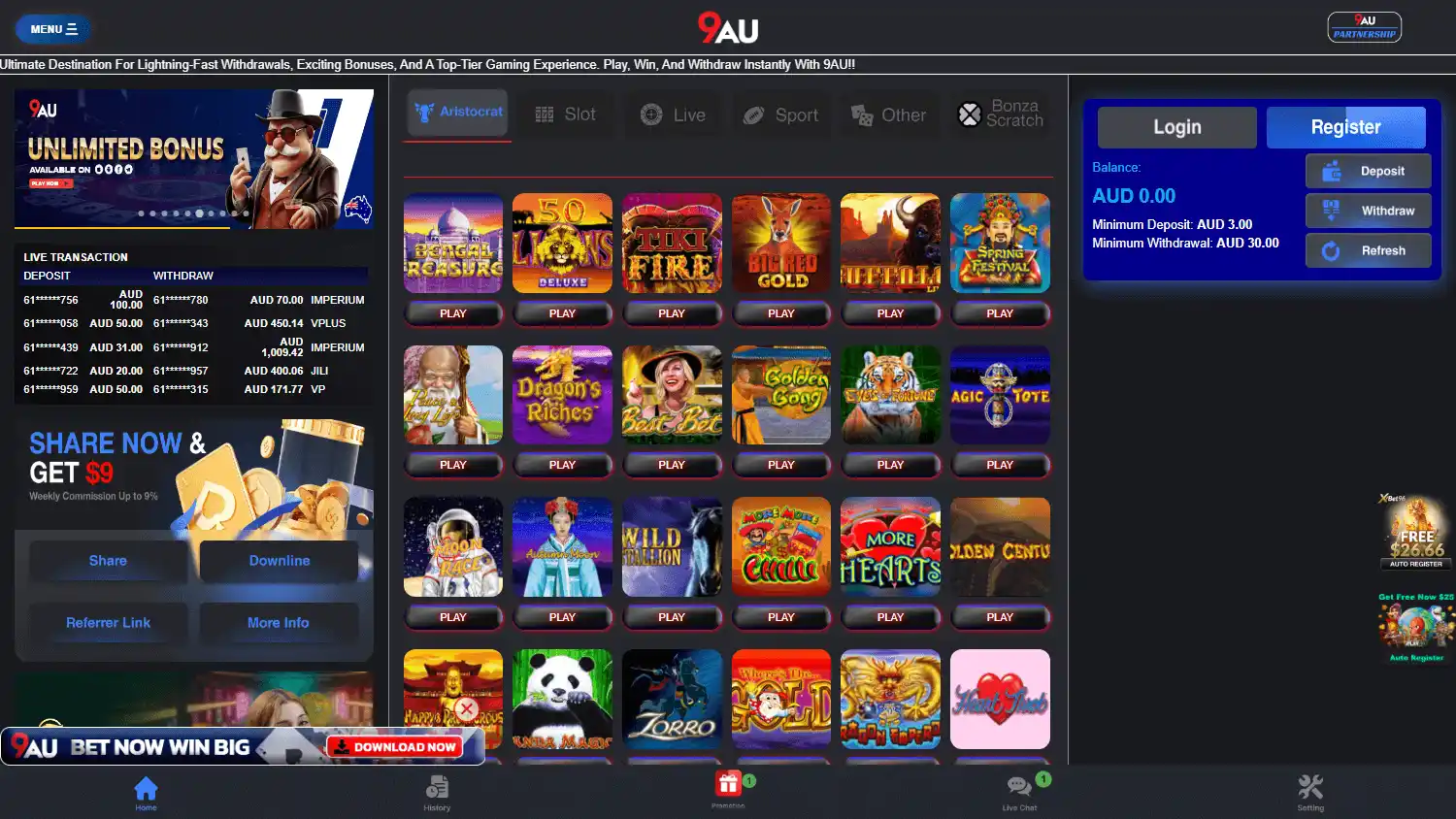 9AU Casino screenshot 2