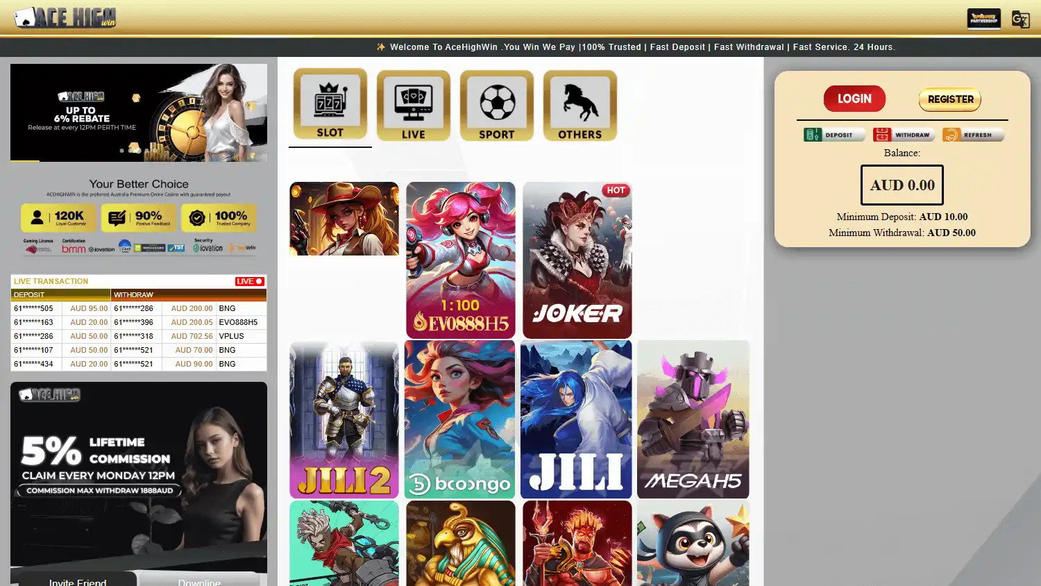 Ace High Win Casino screenshot 1