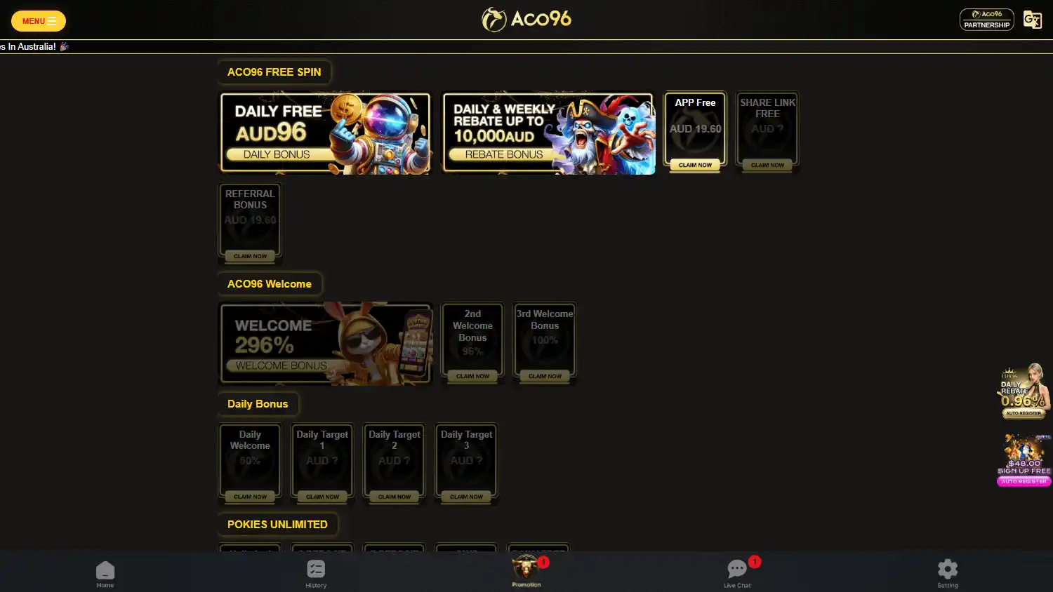 ACO96 Casino screenshot 2