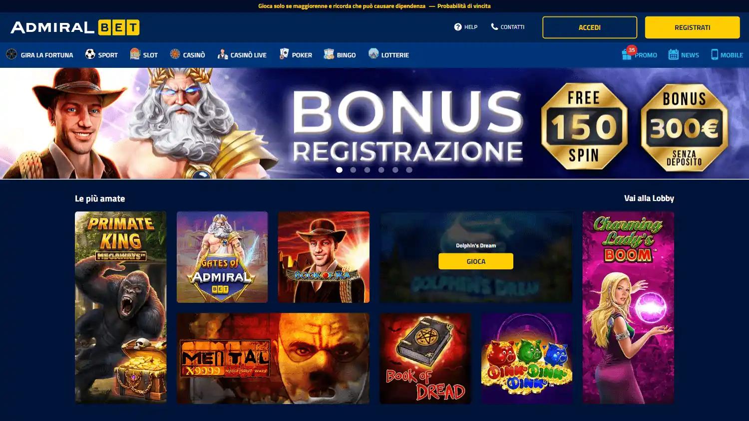 AdmiralBet Casino IT screenshot 1