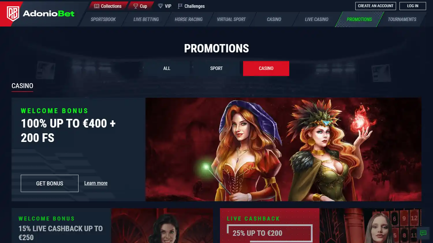 Adoniobet Casino screenshot 3