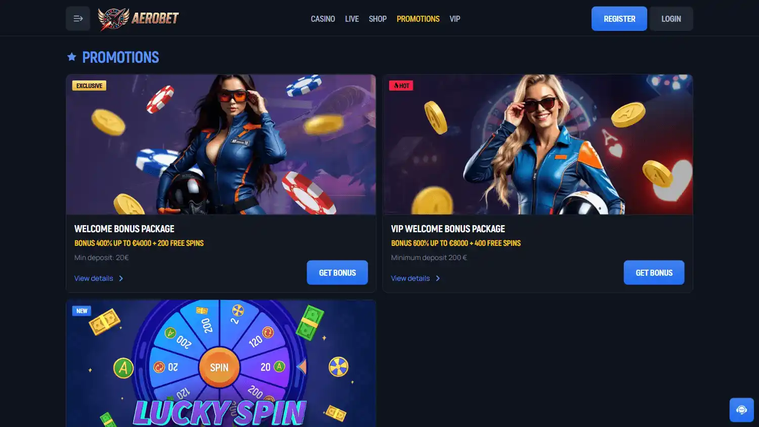 Aerobet Casino screenshot 3