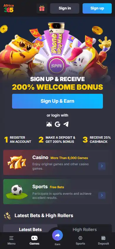 Africa365 Casino screenshot 4