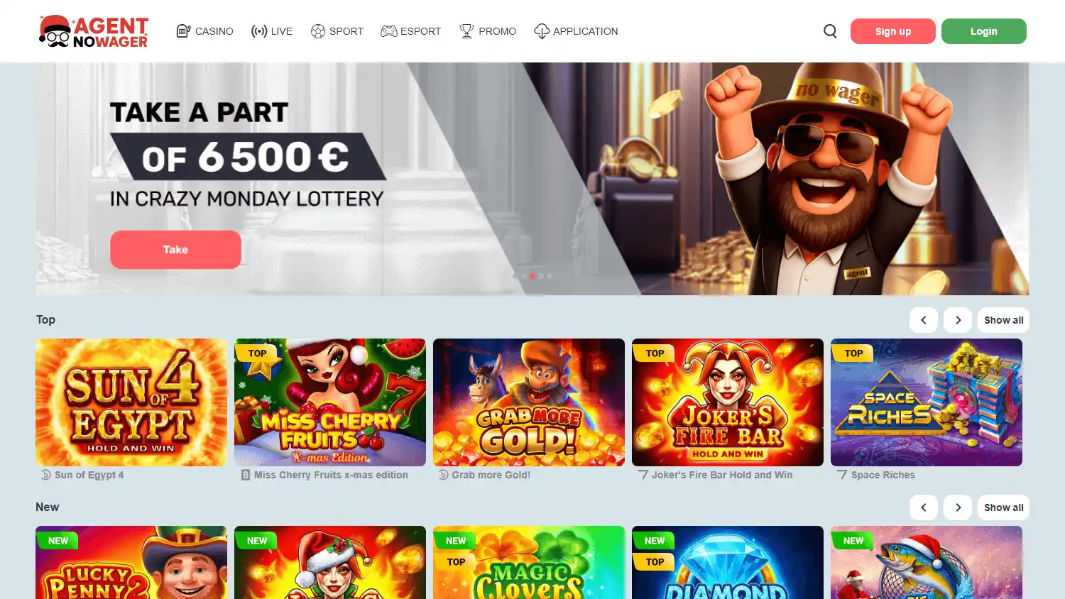 Agent NoWager Casino screenshot 1