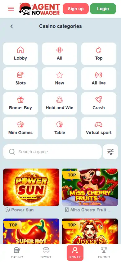 Agent NoWager Casino screenshot 5
