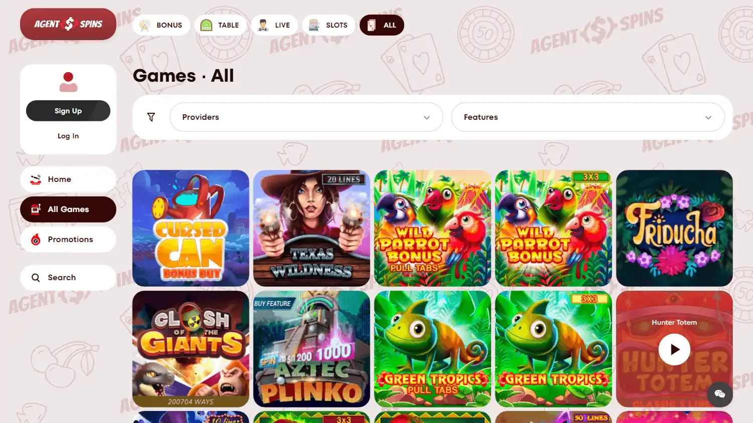 Agent Spins Casino screenshot 2