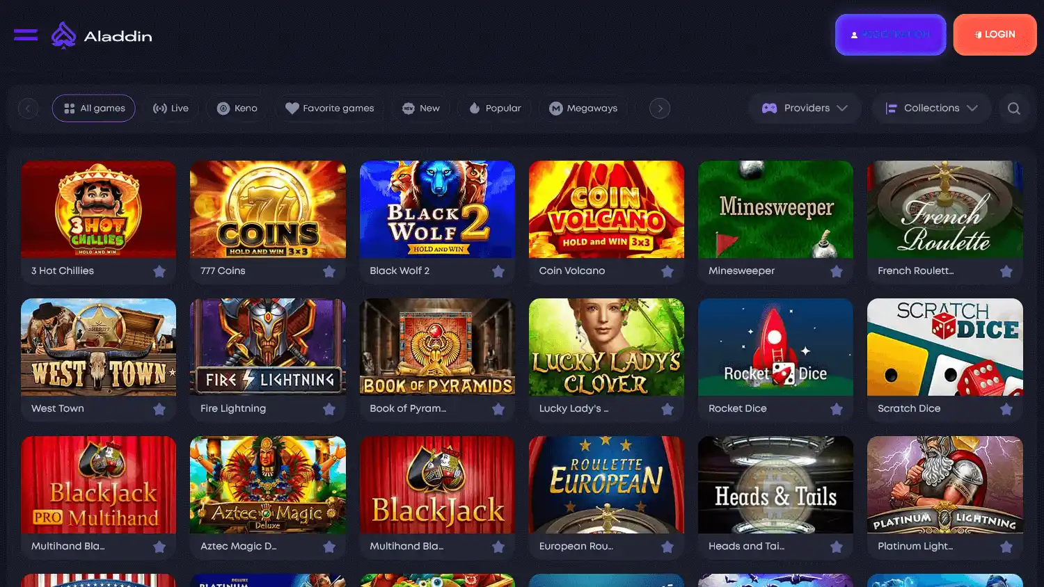 Aladdinslot Casino screenshot 2