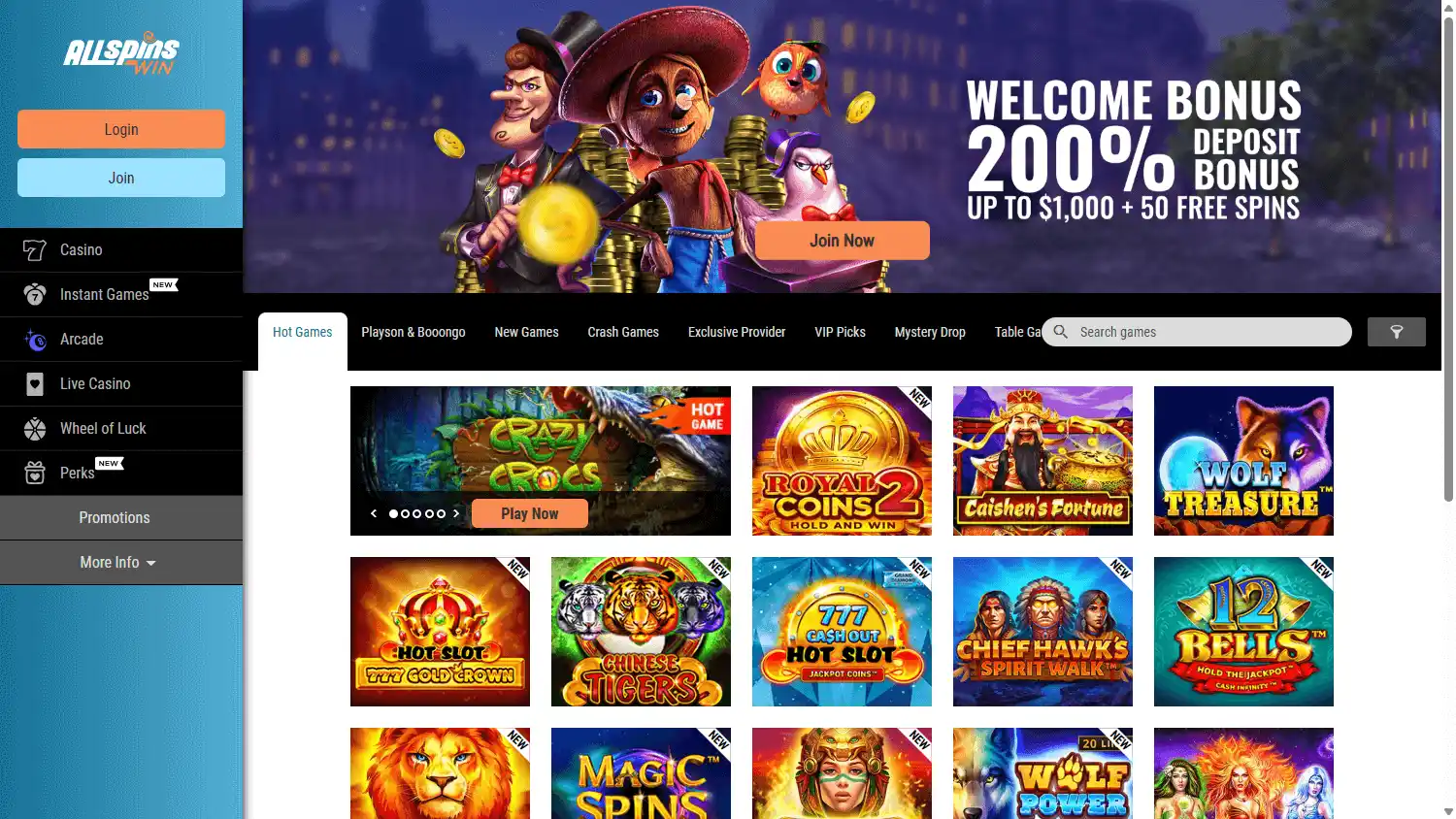 All Spins Win Casino screenshot 1