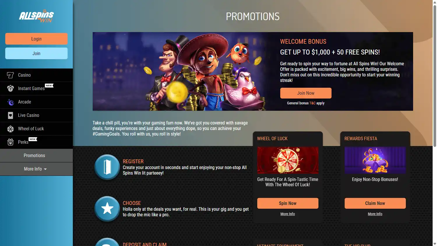 All Spins Win Casino screenshot 2