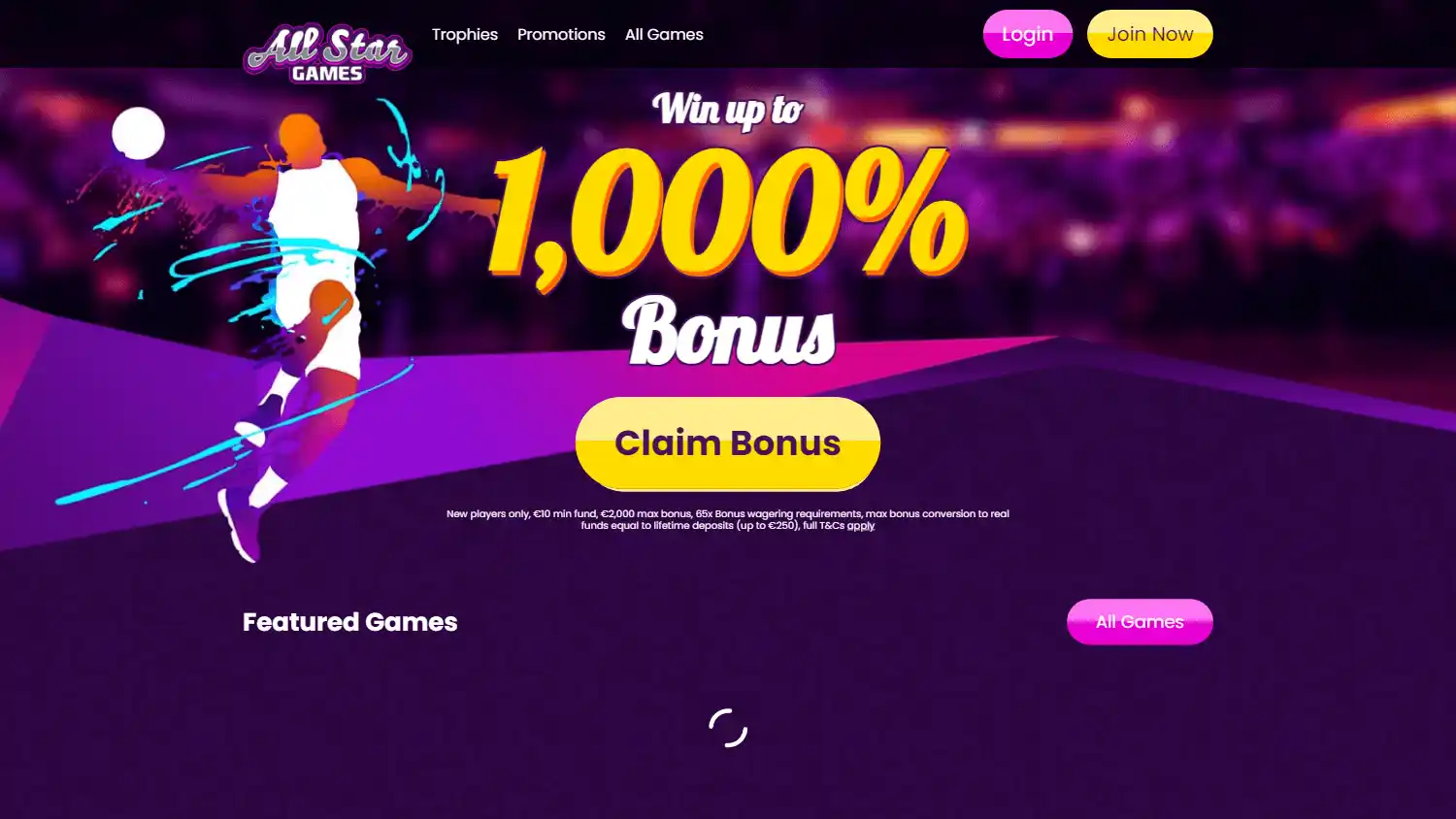 All Star Games Casino IE screenshot 1