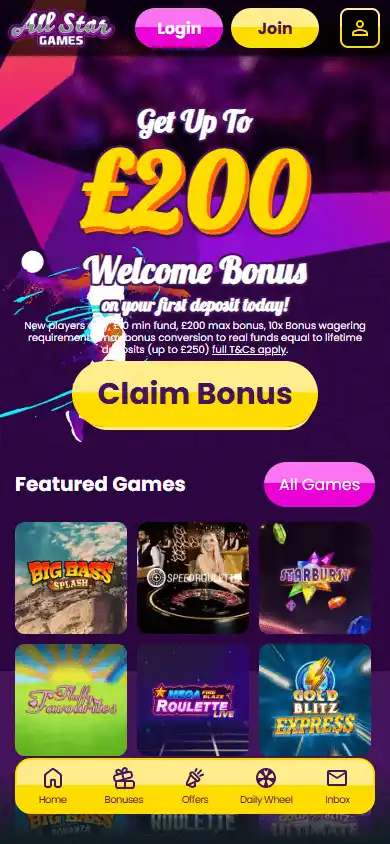 All Star Games Casino IE screenshot 4