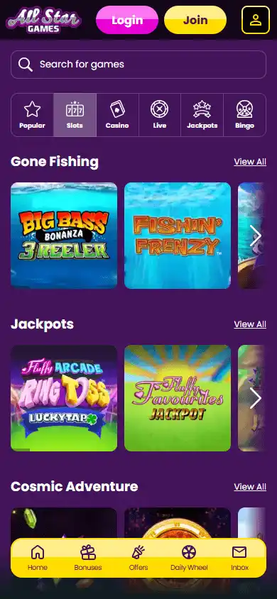 All Star Games Casino IE screenshot 6