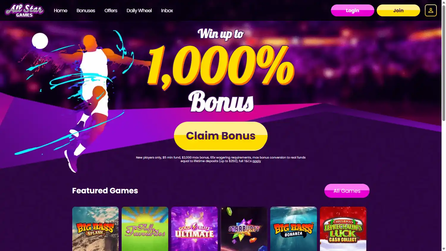All Star Games Casino NZ screenshot 1