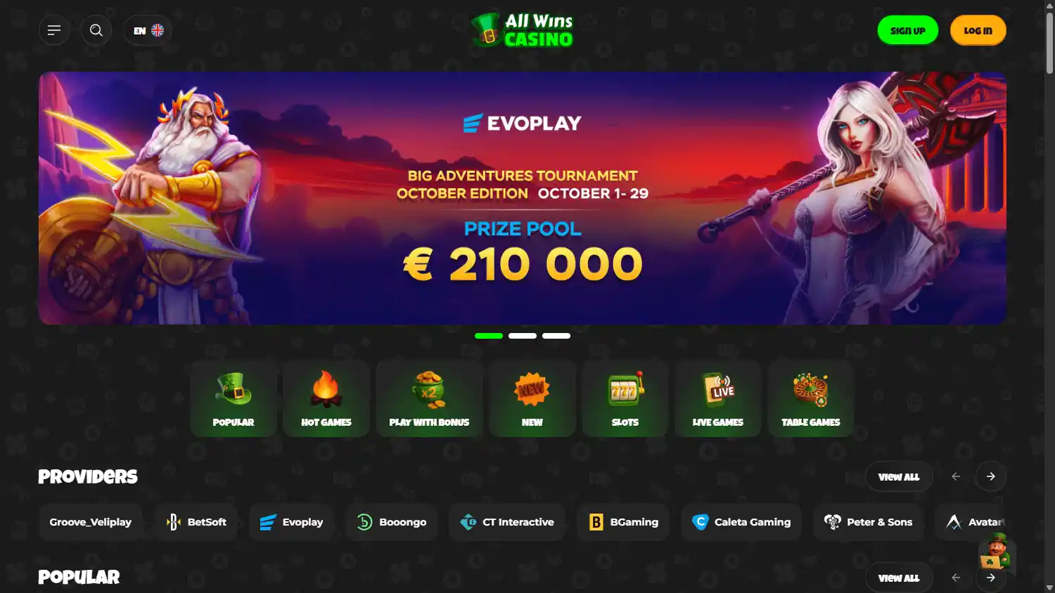 All Wins Casino screenshot 1