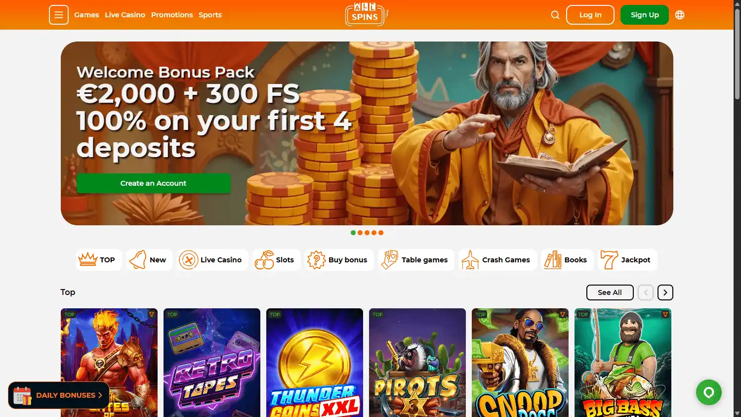 AllSpins Casino screenshot 1