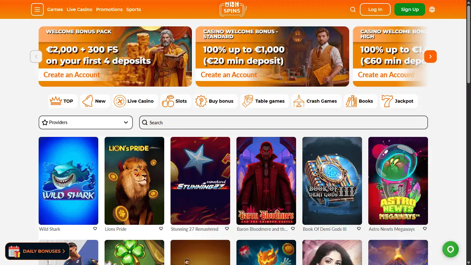 AllSpins Casino screenshot 2