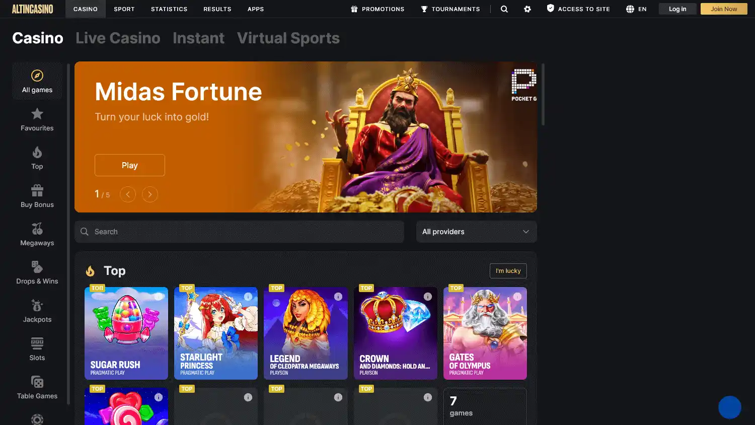 Altin Casino screenshot 1