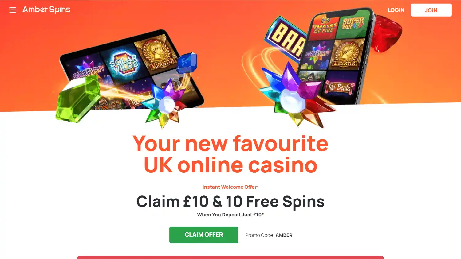 Amber Spins Casino screenshot 1