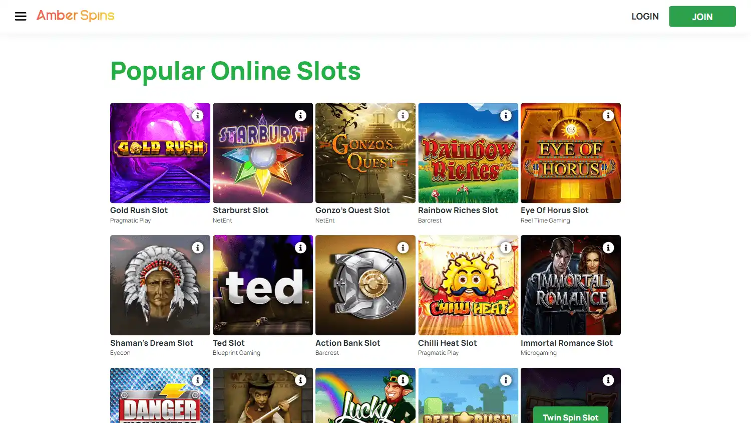 Amber Spins Casino screenshot 2