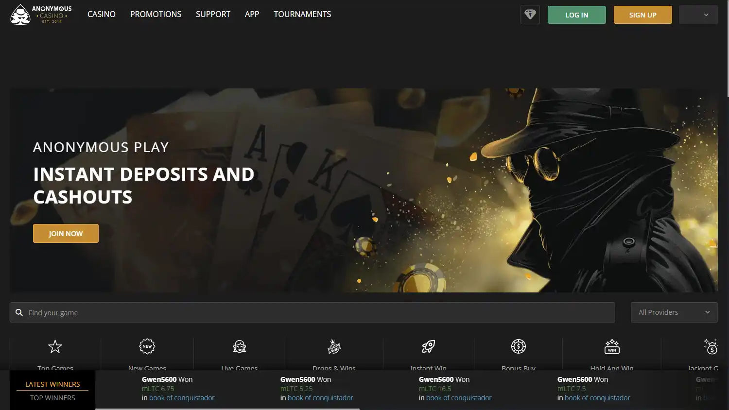 Anonymous Casino screenshot 1