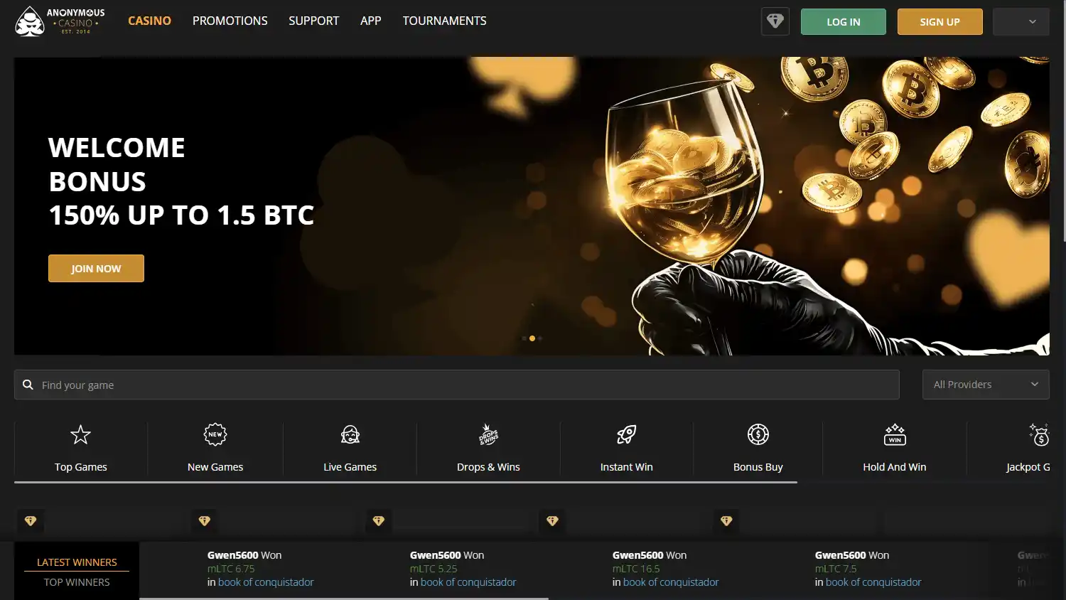 Anonymous Casino screenshot 2