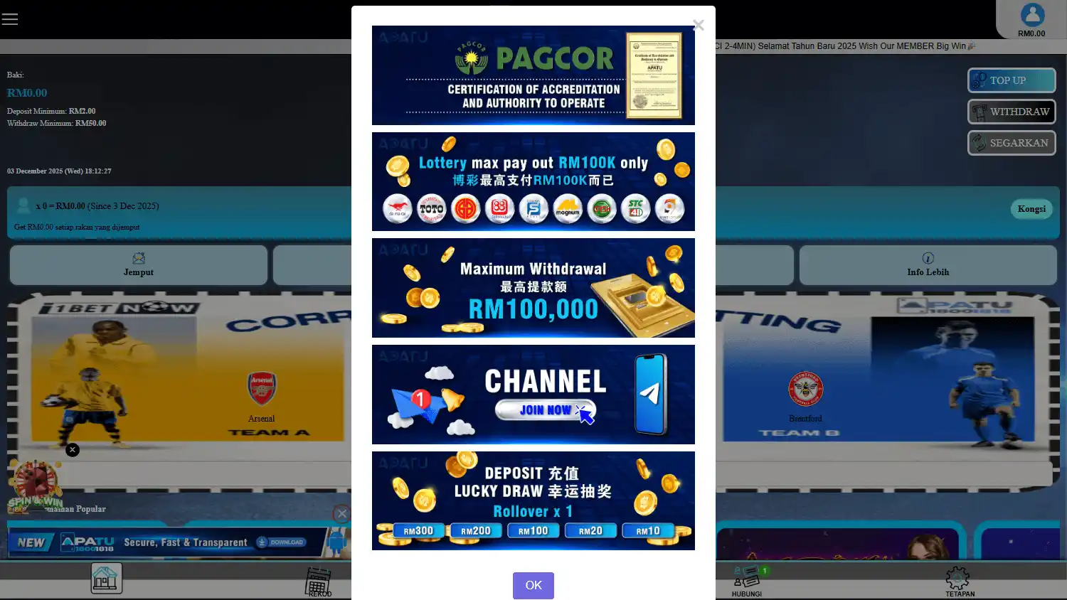 Apatu Casino screenshot 1