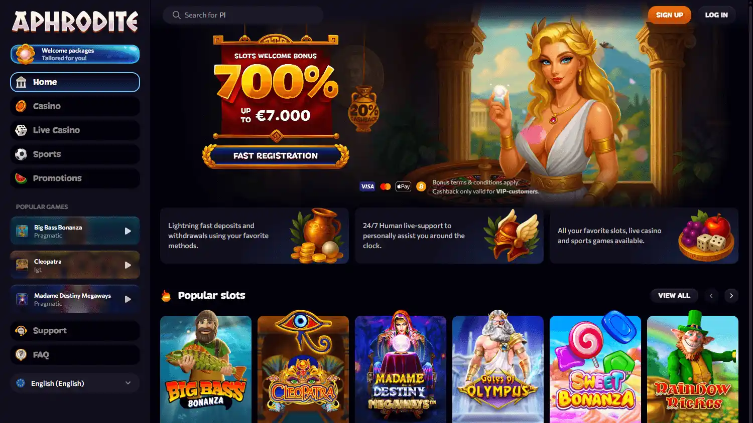 Aphrodite Casino screenshot 1