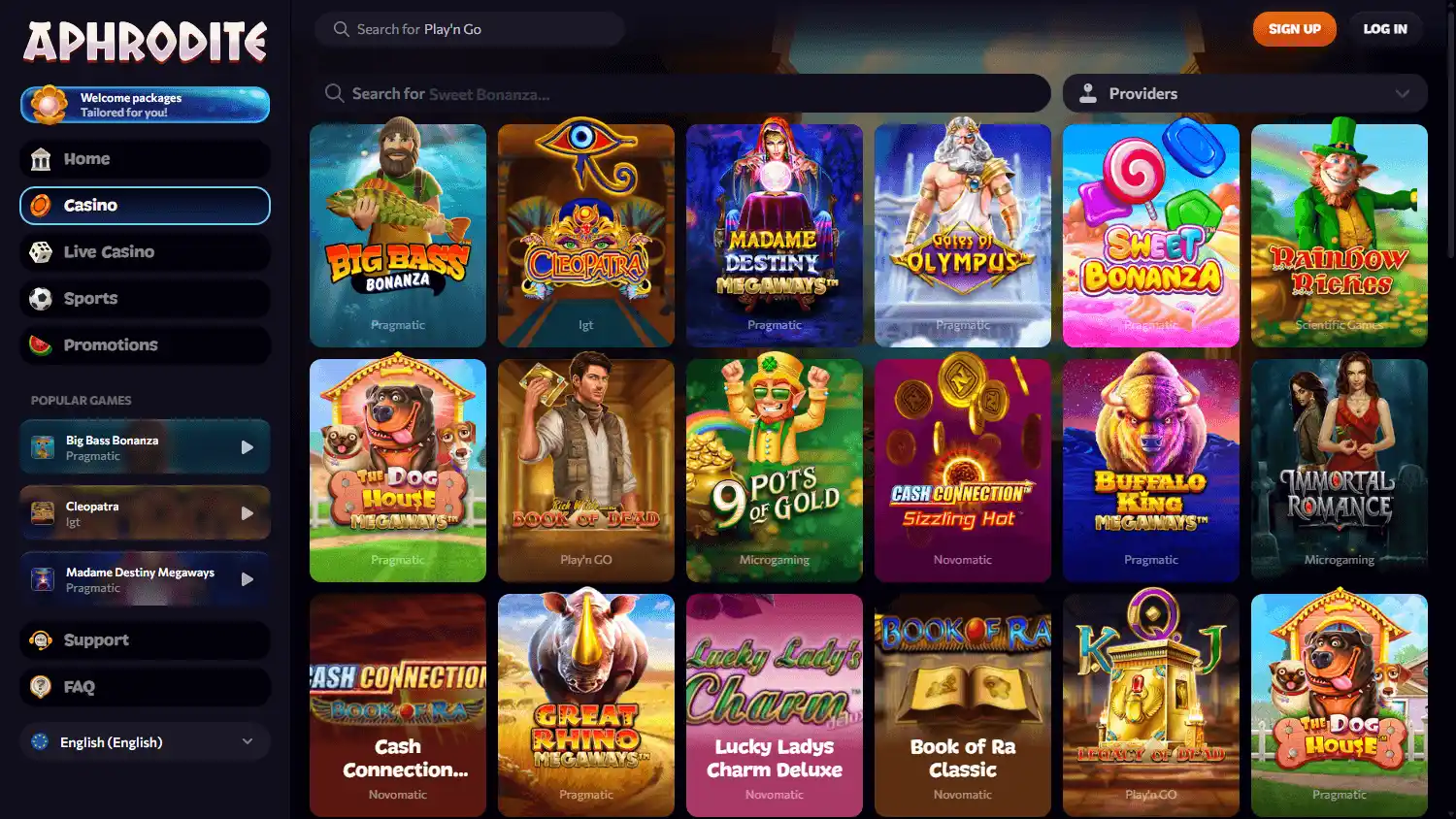 Aphrodite Casino screenshot 2