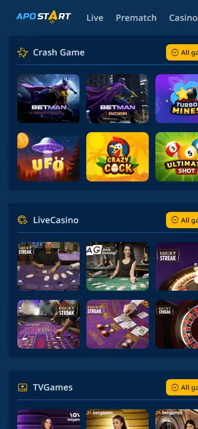 Apostart Casino screenshot 3